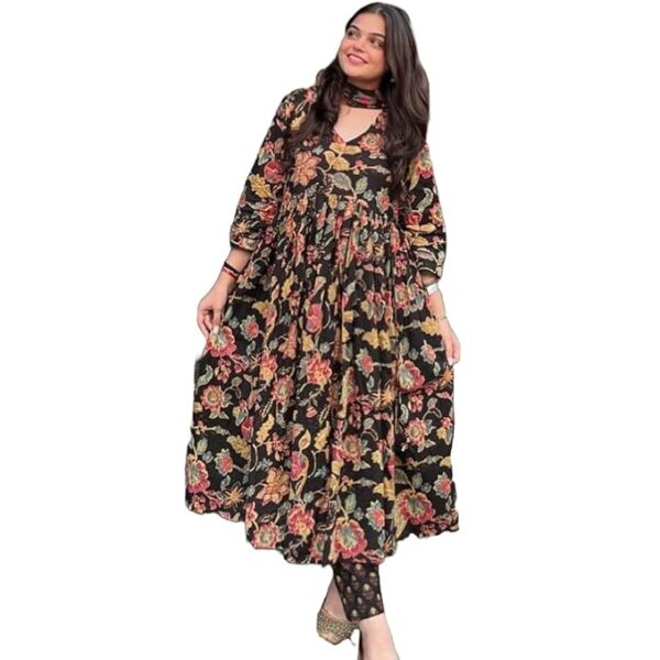 Women's Anarkali Printed Kurta with Palazzo & Dupatta