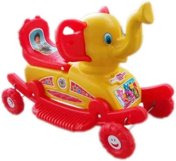 Smiley Bell BABY PLASTIC elephant WITH ROCKING  (Red, Yellow)