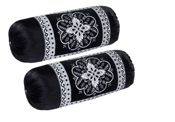 Full Round Ebroidered Booster Pillowcase | for Living Room Sofa Diwan Couch, Set of 2