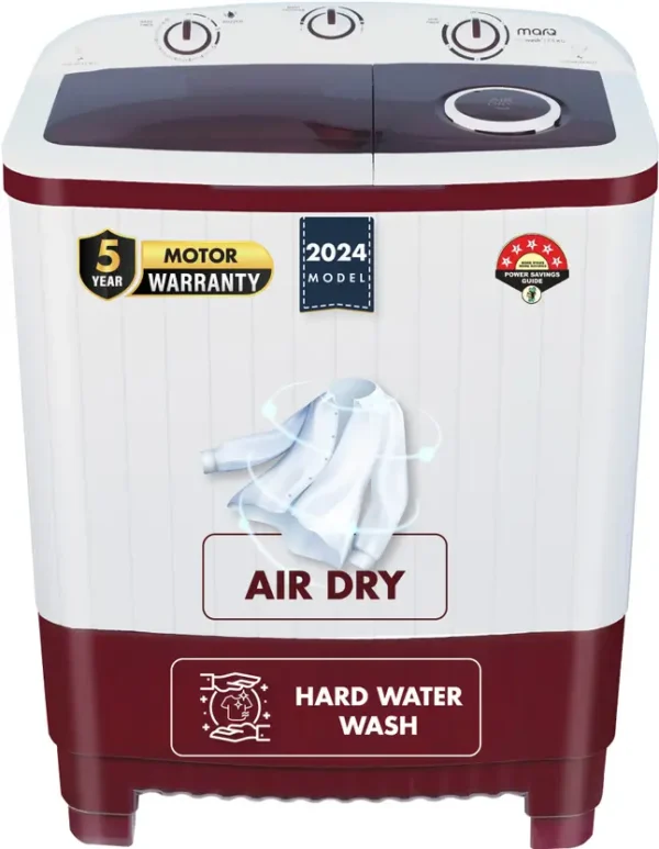 MarQ by Flipkart 7.5 kg 5 Star Rating Innowash Range Semi Automatic Top Load Washing Machine Maroon, White  (MQSA755NNNDM)