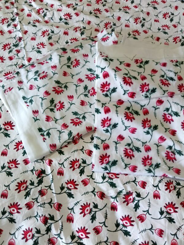 bed cover black red floral print